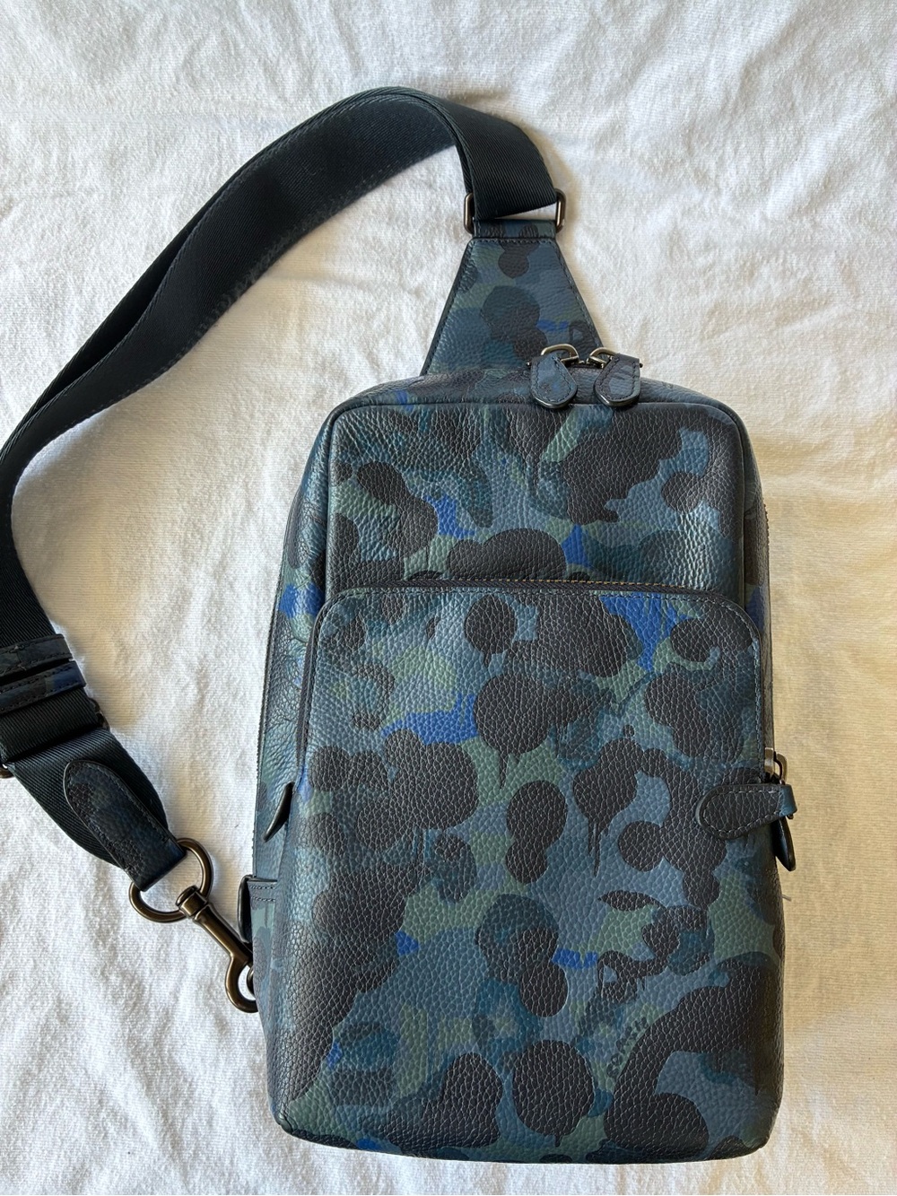 Coach Men's Camouflage Sling Bag - Blue Gotham